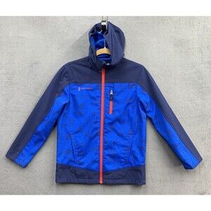 Free Country Soft Shell Jacket Hooded Geometric Boys Size XL 10/12 Blue Red Navy